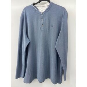 Brax Henley Shirt Mens 3XL Blue Pavel J Ultralight Easy Care Long Sleeve Casual